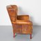 Brown Leather Wingback Armchair, Image 5