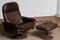 Buffalo Leather Swivel and Relax Chair with Matching Ottoman from de Sede, 1970s, Set of 2 6