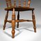 Antique English Victorian Beech Elm Smokers Bow Captain Elbow Chair, 1900 12