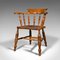 Antiker englischer viktorianischer Bow Captain Elbow Chair aus Buche & Ulmenholz, 1900 3