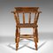 Antique English Victorian Beech Elm Smokers Bow Captain Elbow Chair, 1900 6