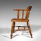 Antique English Victorian Beech Elm Smokers Bow Captain Elbow Chair, 1900 5