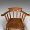 Antique English Victorian Beech Elm Smokers Bow Captain Elbow Chair, 1900 10