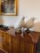 Large Kingfisher Bird Sculptures, White Ceramic & Brass, Set of 2 5
