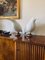 Large Kingfisher Bird Sculptures, White Ceramic & Brass, Set of 2 3