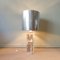 Large Acrylic Glass and Polished Aluminum Table Floor Lamp by Noel b.c 3