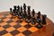 Antique Victorian Walnut Chess Table & Pieces 9