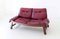 Italian Bordeaux Leather and Wood Sofa, 1960s 7