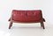 Italian Bordeaux Leather and Wood Sofa, 1960s 3