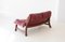 Italian Bordeaux Leather and Wood Sofa, 1960s 5