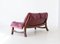 Italian Bordeaux Leather and Wood Sofa, 1960s 2