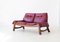Italian Bordeaux Leather and Wood Sofa, 1960s 1