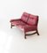 Italian Bordeaux Leather and Wood Sofa, 1960s 4