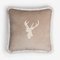 Christmas Happy Pillow with Elk in Beige on Beige from Lo Decor 1