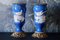 Antique French Porcelain Vases with Copper Fitting Decorations, Set of 2, Image 1