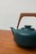 Deutsche Vintage Keramik Teekanne mit Teak Griff 9