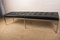 Large Padded Leather and Chrome Metal Bench by Florence Knoll 1