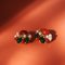 Clip on Earrings in Faux Pearl & Red and Green Stones by Trifari, Set of 2 10