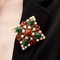 Brooch in Faux Pearl & Red and Green Stones from Trifari, Image 8