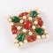 Brooch in Faux Pearl & Red and Green Stones from Trifari 2