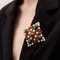 Brooch in Faux Pearl & Red and Green Stones from Trifari, Image 9