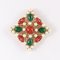 Brooch in Faux Pearl & Red and Green Stones from Trifari 1