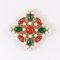 Brooch in Faux Pearl & Red and Green Stones from Trifari, Image 1