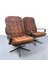 Swedish Brown Velvet Swivel Chairs, 1970s, Set of 2 3