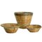 Mid-Century Rattan and Brass Planters or Baskets, Set of 3 1