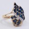 Vintage 14k Yellow Gold Ring With Sapphires and Diamonds, 1970s 2