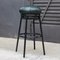Grasso Stool in Green Leather & Black Lacquered Metal by Stephen Burks 4