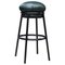 Grasso Stool in Green Leather & Black Lacquered Metal by Stephen Burks 1