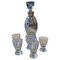 Art Deco Italian Silver and Engraved Blue Glass Liquor Set, 1930s, Set of 6 1