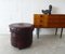 Red Patchwork Leather Stool on Roles with Storage Compartment 7