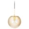 Large Brass with Smoked Glass Ball Pendant from Limburg, Germany, 1970s 1