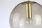 Lámpara colgante de latón con bola de vidrio ahumado de Limburg, Germany, años 70, Imagen 6