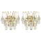 Large Golden Gilded Brass and Crystal Sconces from Palwa, Germany, 1970s, Set of 2 1