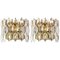 Golden Gilded Brass and Crystal Sconces from Palwa, Germany, 1970s, Set of 2 1