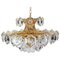 Large Gilt Brass and Crystal Glass Chandelier from Kinkeldey, Germany, 1960s, Image 1