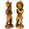 German Hand Carved Wood Figurative Sculptures of Two Boy Musicians, Set of 2, Image 1