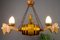 German Carved Wood Two-Light Wine Cellar Chandelier 6