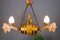 German Carved Wood Two-Light Wine Cellar Chandelier, Image 2