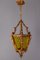 Hand Carved Wood and Yellow Glass One-Light Lantern, Image 20