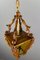 Hand Carved Wood and Yellow Glass One-Light Lantern, Image 15