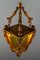 Hand Carved Wood and Yellow Glass One-Light Lantern, Image 14