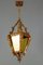 Hand Carved Wood and Yellow Glass One-Light Lantern, Image 12