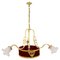 French Belle Époque Four-Light Bronze and Frosted Glass Chandelier 1