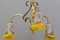 French Art Nouveau Brass and Glass Three-Light Chandelier from Noverdy 11