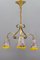 French Art Nouveau Brass and Glass Three-Light Chandelier from Noverdy 20