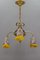 French Art Nouveau Brass and Glass Three-Light Chandelier from Noverdy, Image 3